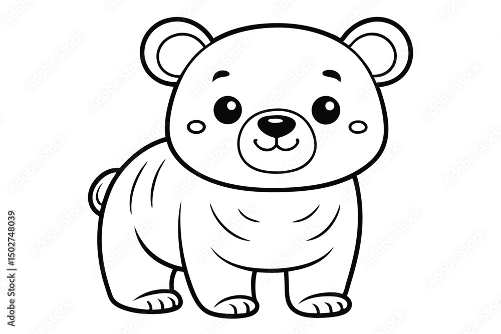 Naklejka premium Adorable Cartoon Bear Outline for Coloring Pages
