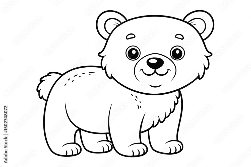 Fototapeta premium Adorable Cartoon Bear Outline for Coloring Pages