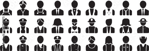Career and Profession Icons Set Clean Editable Line Vector Style