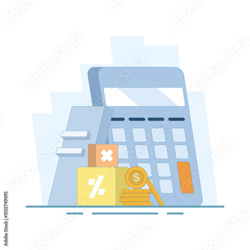 ROI calculation concept, Return on Investment Calculation, return on investment performance measures investment costs and profit efficiency, ROI to get back profit. flat design.