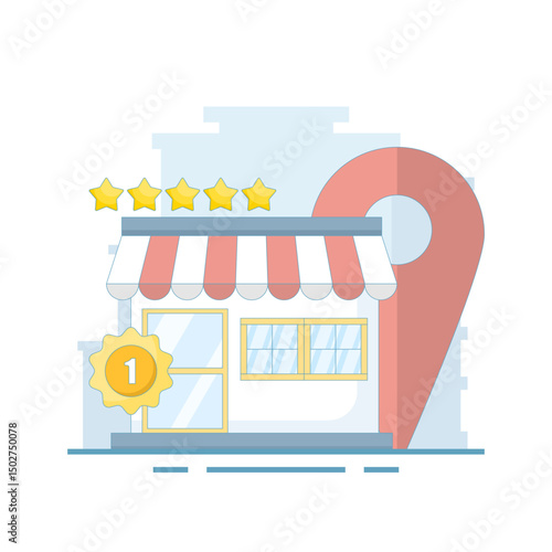 Local Search Concept. Local business marketing. Geofencing for local SEO. Location based SEO strategies to attract customers. Increase traffic and search engine optimization. Design illustrations.