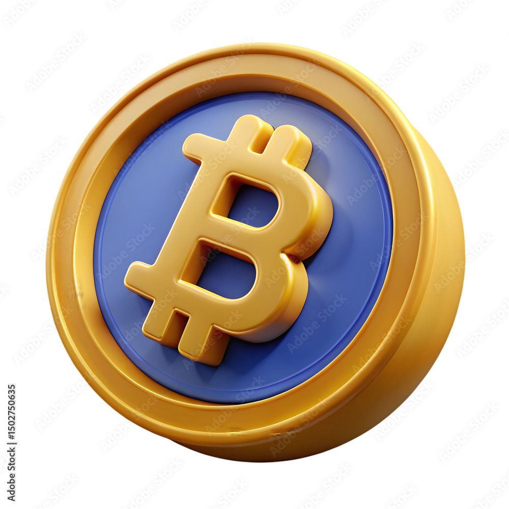 Obraz premium 3D Bitcoin logo PNG icon isolated with transparent background