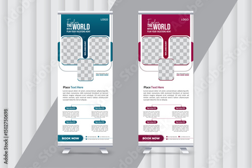 
Modern Roll-Up Banner Template for Business, Events, and Trade Shows. Professonal  Minimalist Stylish Roll-Up Banner Design .