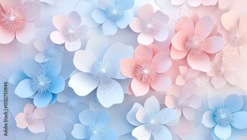 Delicate pastel flowers in 3D paper art