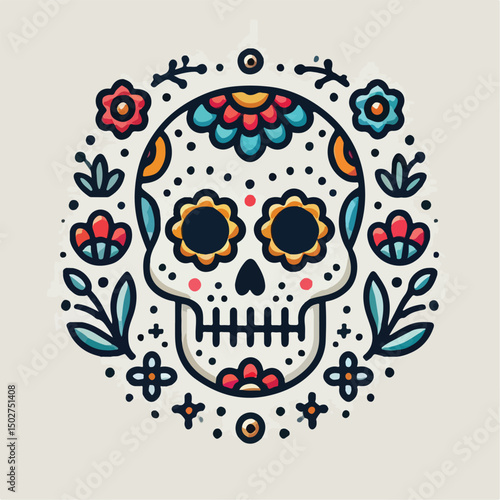 skull vector image with flowers
