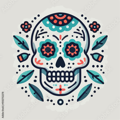 skull vector image with flowers