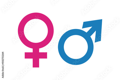 Gender Icon pink and blue symbol, Male and female symbol for your web site design, logo, app, UI. Vector illustration, isolated on white background