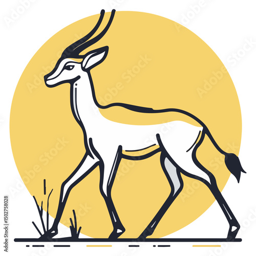 gazelle, animal, vector, transparent background, wildlife, mammal, nature, cute, antelope, zoo, isolated, farm, herbivore, springbok