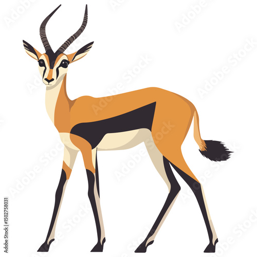 gazelle, animal, vector, transparent background, wildlife, mammal, nature, cute, antelope, zoo, isolated, farm, herbivore, springbok
