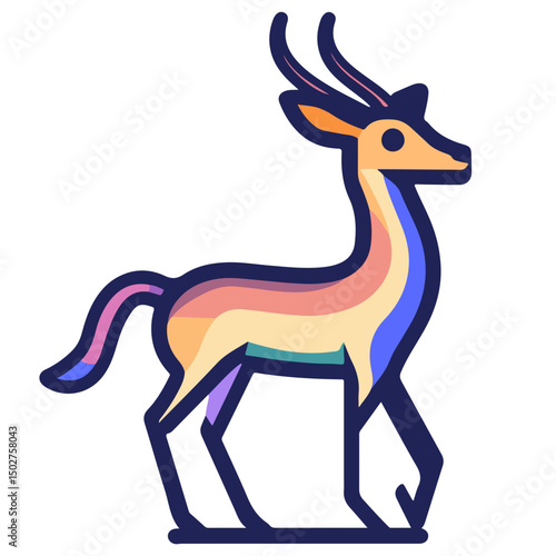 gazelle, animal, vector, transparent background, wildlife, mammal, nature, cute, antelope, zoo, isolated, farm, herbivore, springbok