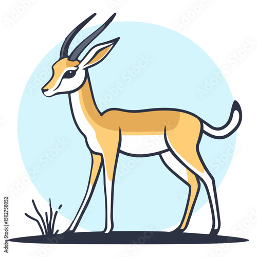 gazelle, animal, vector, transparent background, wildlife, mammal, nature, cute, antelope, zoo, isolated, farm, herbivore, springbok