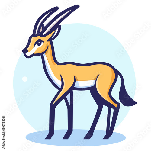 gazelle, animal, vector, transparent background, wildlife, mammal, nature, cute, antelope, zoo, isolated, farm, herbivore, springbok