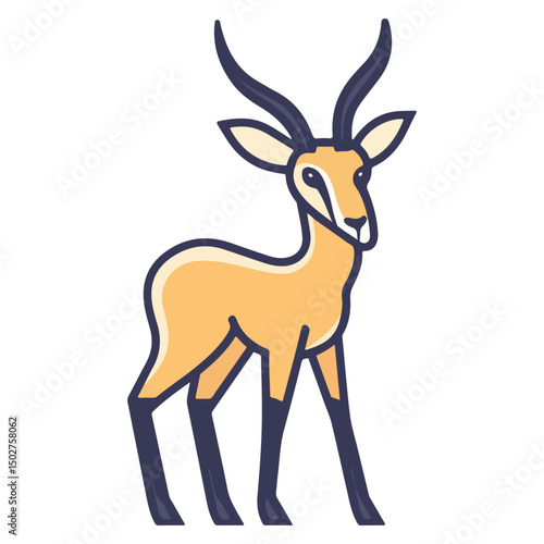 gazelle, animal, vector, transparent background, wildlife, mammal, nature, cute, antelope, zoo, isolated, farm, herbivore, springbok
