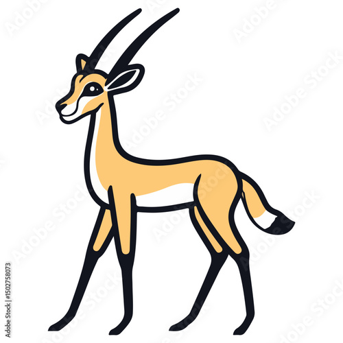 gazelle, animal, vector, transparent background, wildlife, mammal, nature, cute, antelope, zoo, isolated, farm, herbivore, springbok