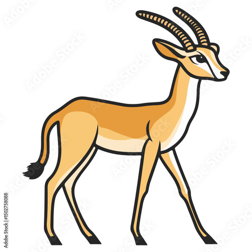 gazelle, animal, vector, transparent background, wildlife, mammal, nature, cute, antelope, zoo, isolated, farm, herbivore, springbok