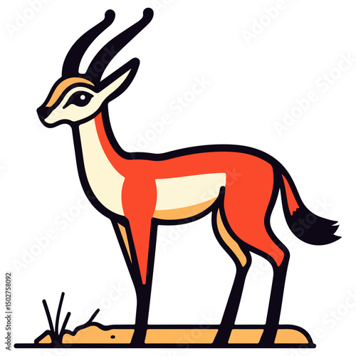 gazelle, animal, vector, transparent background, wildlife, mammal, nature, cute, antelope, zoo, isolated, farm, herbivore, springbok