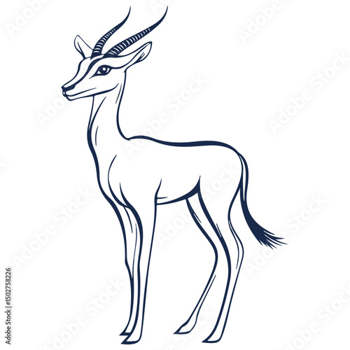 gazelle, animal, vector, transparent background, wildlife, mammal, nature, cute, antelope, zoo, isolated, farm, herbivore, springbok
