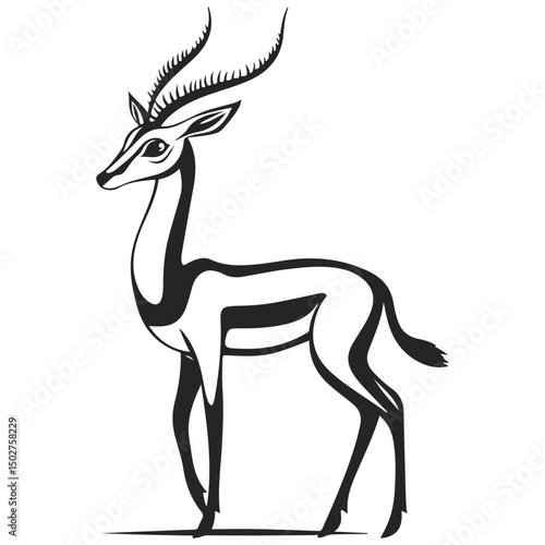 gazelle, animal, vector, transparent background, wildlife, mammal, nature, cute, antelope, zoo, isolated, farm, herbivore, springbok