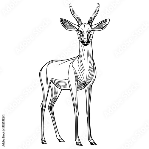 gazelle, animal, vector, transparent background, wildlife, mammal, nature, cute, antelope, zoo, isolated, farm, herbivore, springbok