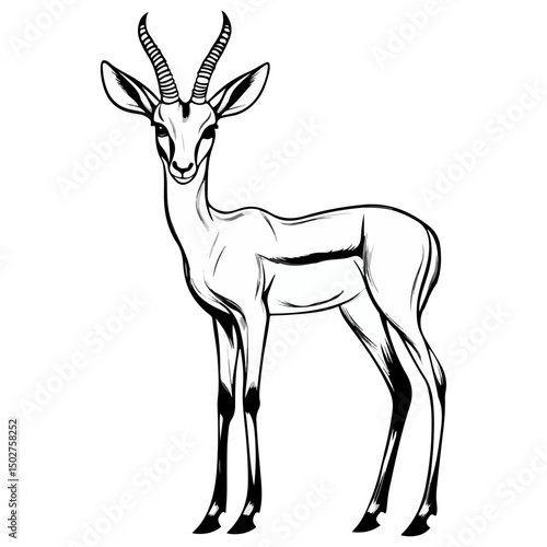 gazelle, animal, vector, transparent background, wildlife, mammal, nature, cute, antelope, zoo, isolated, farm, herbivore, springbok