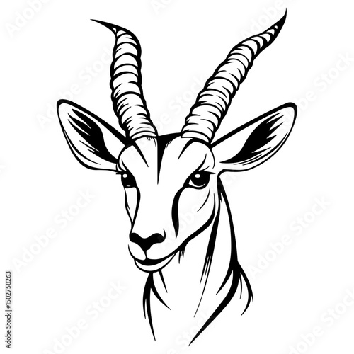 gazelle, animal, vector, transparent background, wildlife, mammal, nature, cute, antelope, zoo, isolated, farm, herbivore, springbok