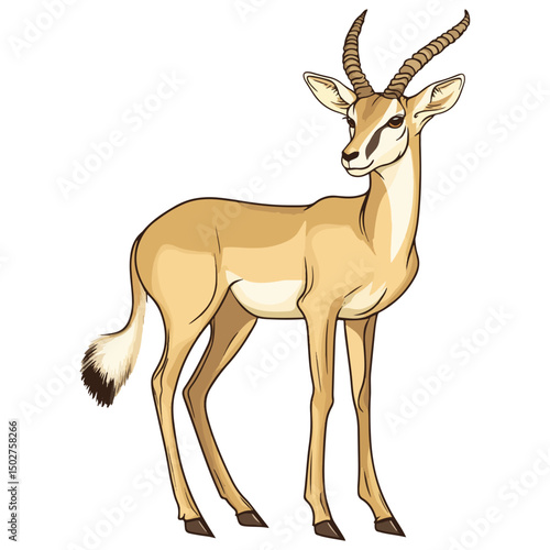 gazelle, animal, vector, transparent background, wildlife, mammal, nature, cute, antelope, zoo, isolated, farm, herbivore, springbok