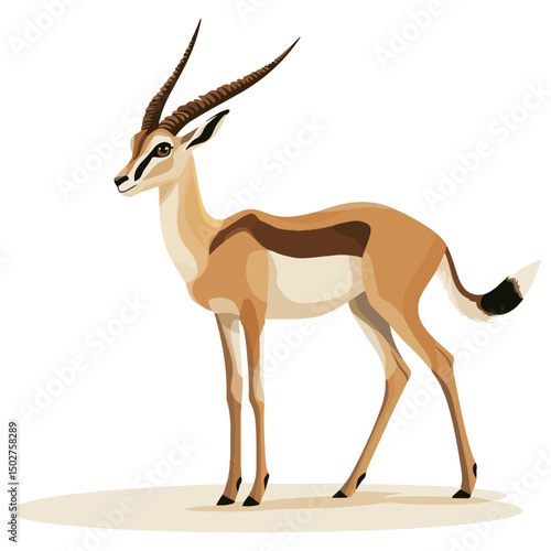 gazelle, animal, vector, transparent background, wildlife, mammal, nature, cute, antelope, zoo, isolated, farm, herbivore, springbok