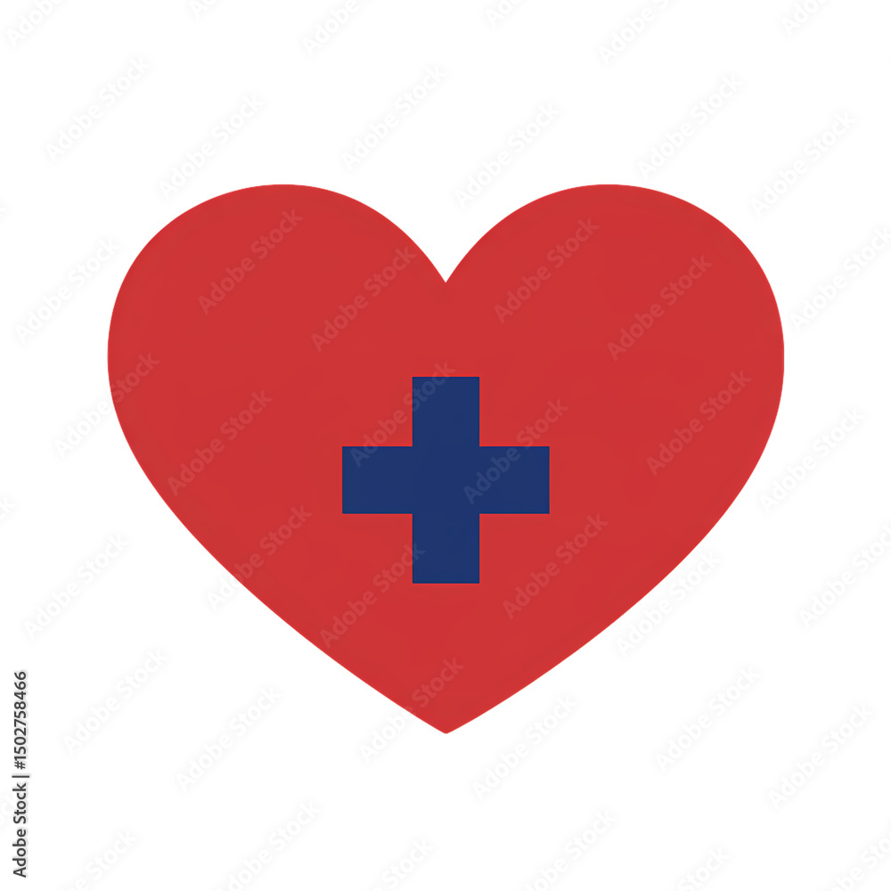Heart Health: Red Heart with Cross - Medical Icon Heart Health: Red Heart with Cross - Medical Icon