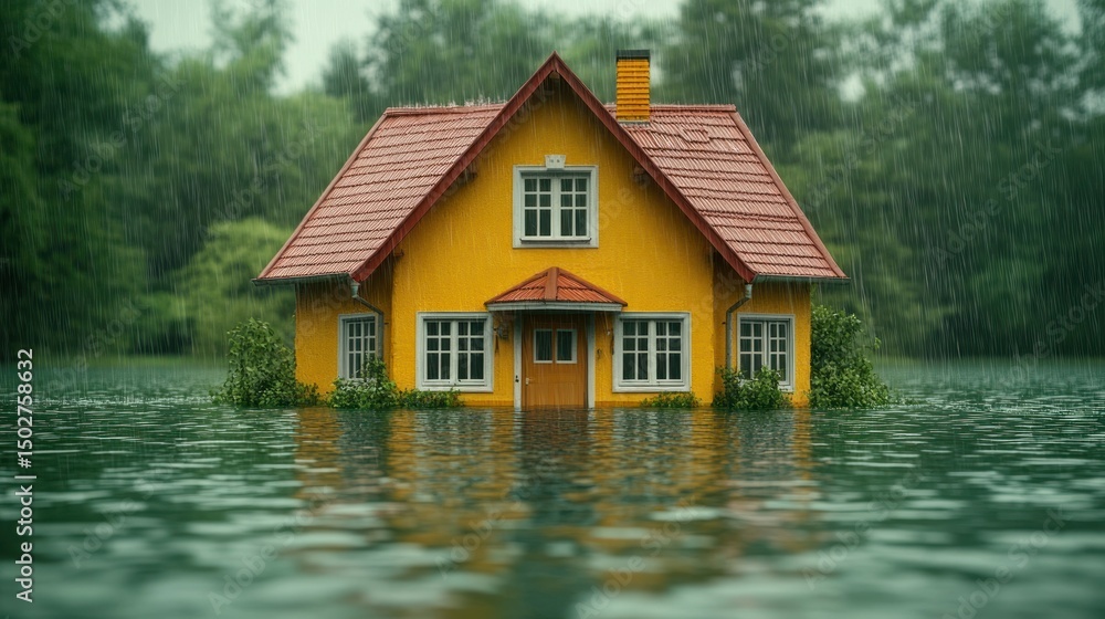 Flooded home in a storm Flooded home in a storm
