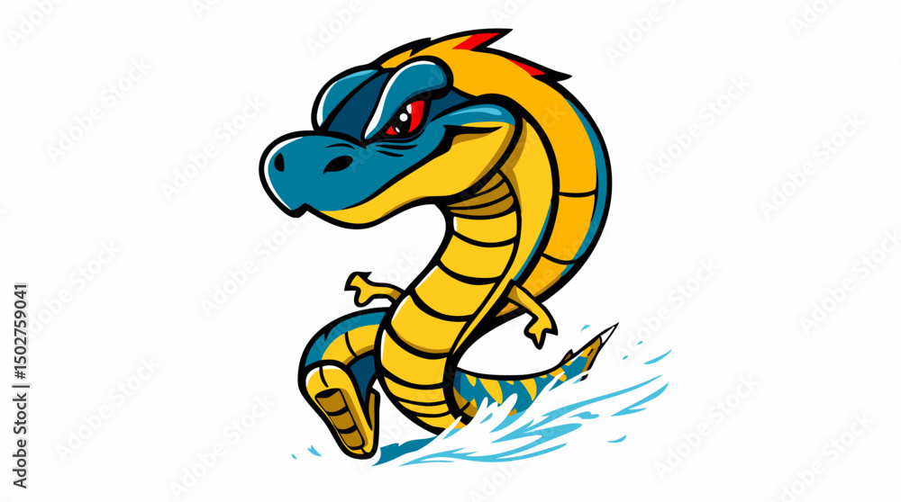 Fototapeta premium Cartoon Snake Mascots – Dynamic, Expressive, and Fun Reptile Logo Characters