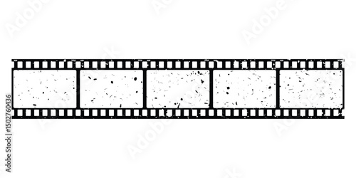 Film strip, long grunge filmstrip, old vintage movie reel frames, vector cinema video or photo tape. Grunge long film strip or movie camera negative roll with transparent background