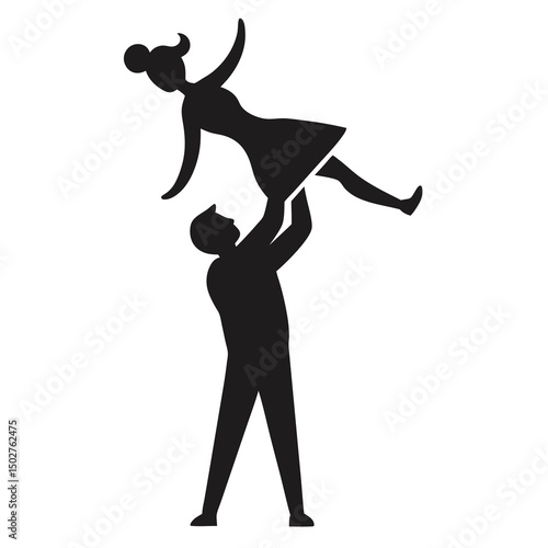black silhouette of man lifting woman with joy