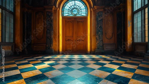 An empty room with a clock on the wall