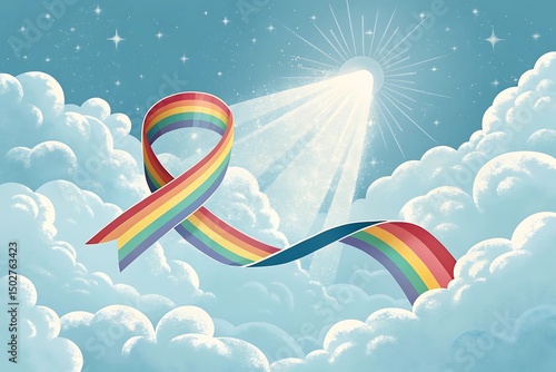 A flowing ribbon blending into clouds or light, symbolizing freedom, mental clarity, and serenity.