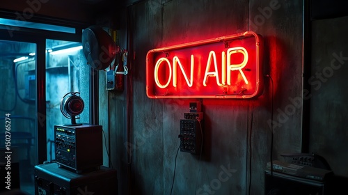 Wallpaper Mural A glowing red ON AIR neon sign mounted on a dark wall Torontodigital.ca