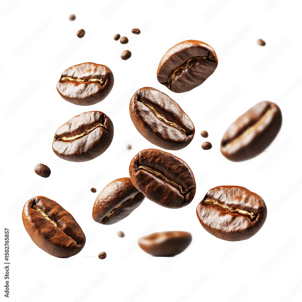 Coffee beans on black ground isolated on transparent background Coffee beans on black ground isolated on transparent background