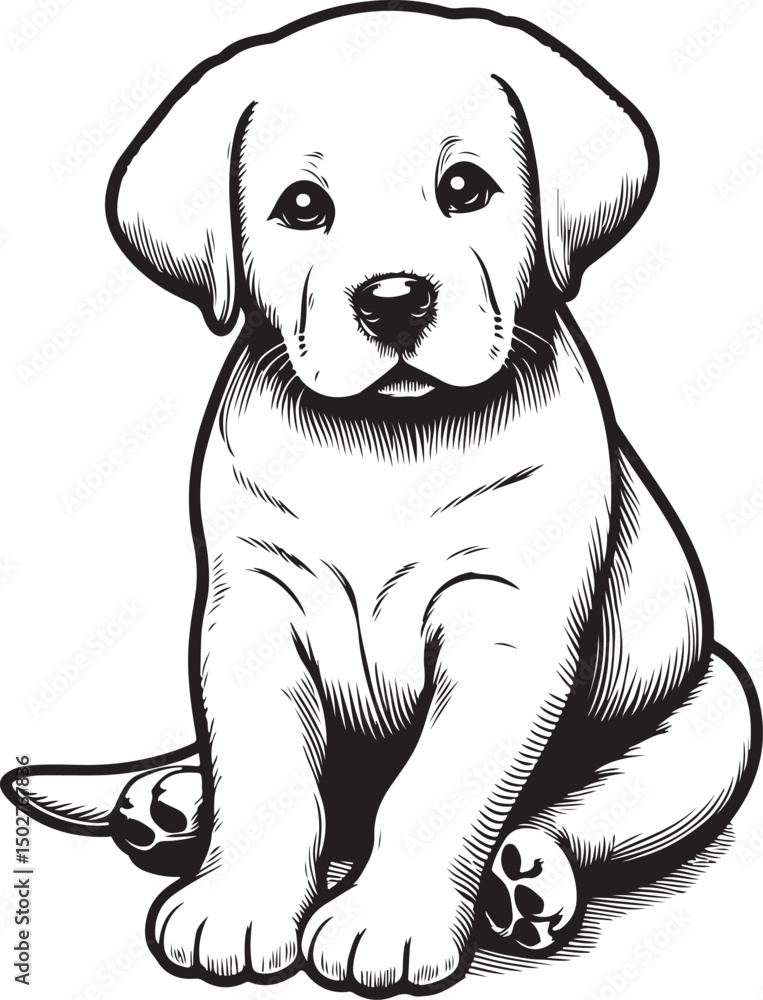 Fototapeta premium Cute labrador retriever puppy sitting image vector