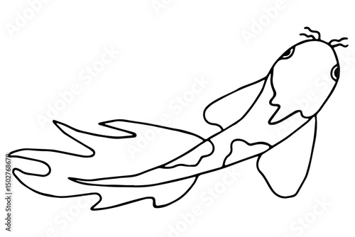 Основные RGB Vector image of Koi carp fish in doodle style.