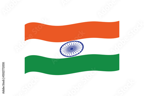 Flag of India. Indian flag. Flat vector illustration, national flag of India. Symbol of international asian world country. Indian state official sign. EPS 10.