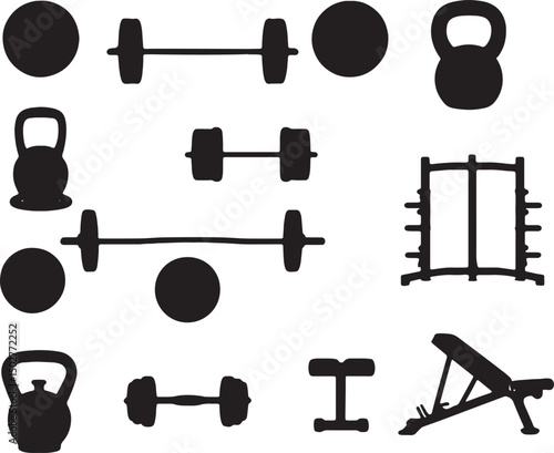 Workout Equipment Silhouettes PNG – Gym Essentials 