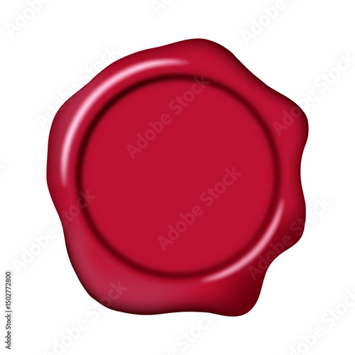 Wax seal stamp mockup. Red maroon color blank sealing wax stamp decorative element. Elegant vintage sign clip art for invitation, cards, letters, calligraphy design.