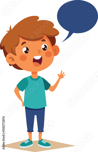 cartoon boy with speech bubble vector illustration