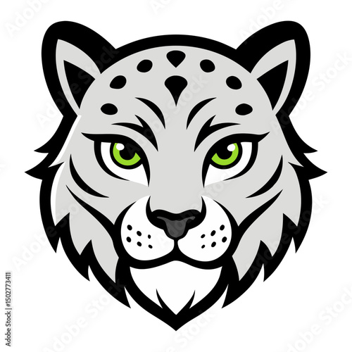 Snow leopard head mascot logo vector art illustration