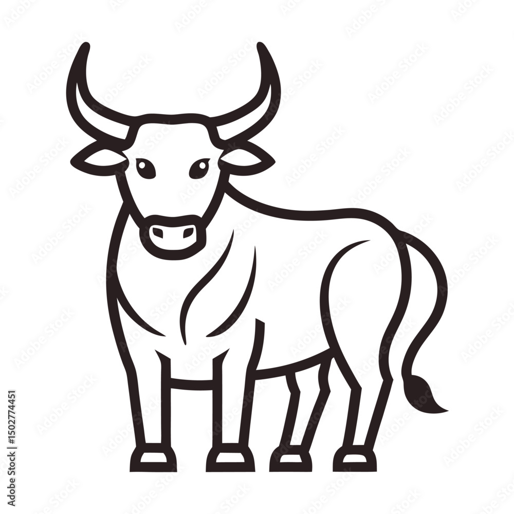 Naklejka premium black and white bull