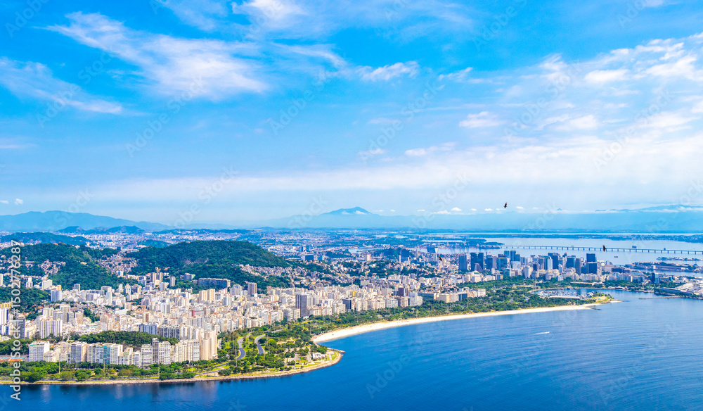 Fototapeta premium Rio de Janeiro Brazil Panorama View City Skyline Beach Mountains.