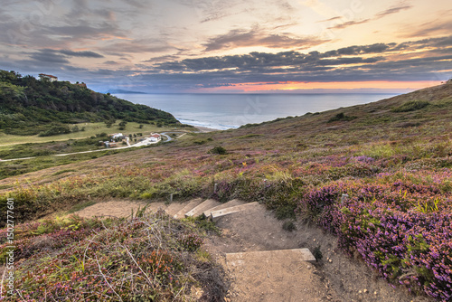 Sunset over Erretegia Beach Bidart France