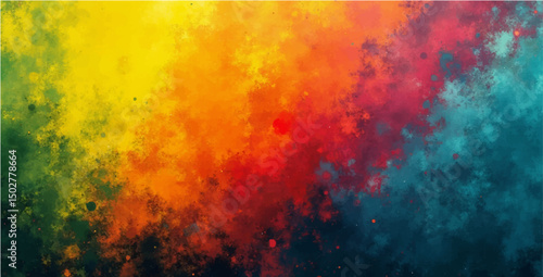 Abstract colorful grunge with fiery orange blue and yellow smoke texture