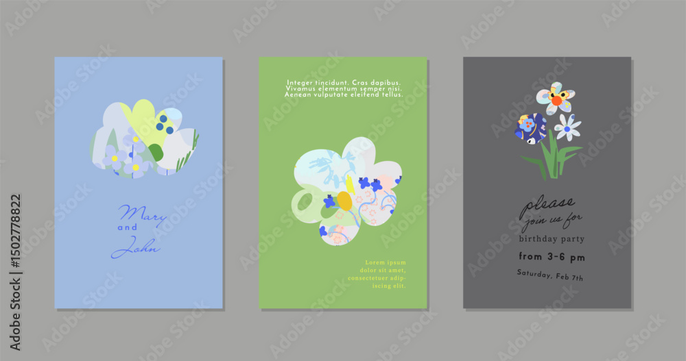 custom made wallpaper toronto digitalSet of creative floral art posters or cards. Hand Drawn textures. Wedding, anniversary, birthday, Valentin's day, party invitations, covers