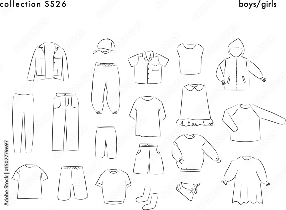 Collection of clothing models for spring and summer Collection of clothing models for spring and summer