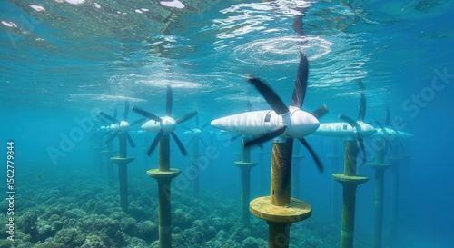 Underwater Turbine Array: Harnessing Tidal Energy for Sustainable Power Generation